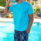 Men wearing Aqua Blue / Turquoise tee shirt
