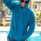 Men wearing Tahoe Blue / Turquoise hoodie